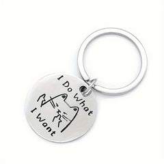 Kitten Pattern Stainless Steel Keychain Keyring Car Key Charm Pendant
