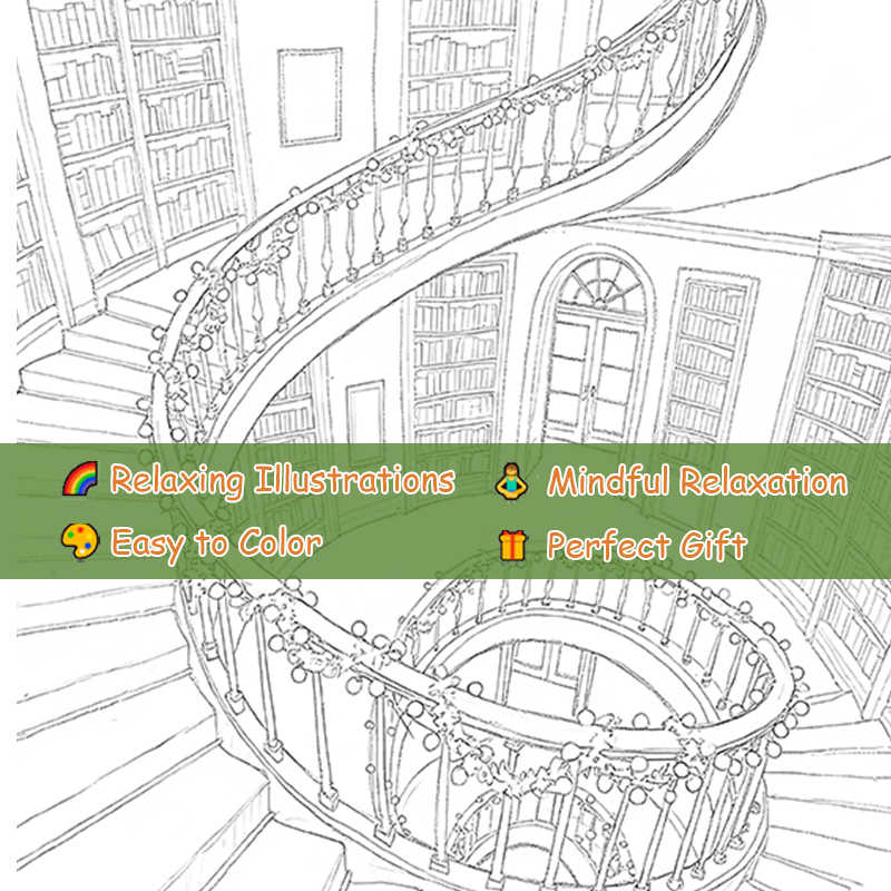 Library Adult Coloring Book: 22 Page Large Format