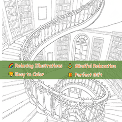 Library Adult Coloring Book: 22 Page Large Format