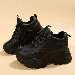 Women's Platform Chunky Sneakers Lace Up Height Increasing Shoes