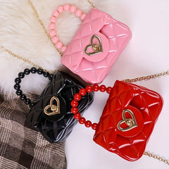 Girls Jelly Tote Handbag With Chain Candy Crossbody Bag