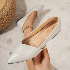 Women's Pointed Toe Slip On Flats Soft Sole Faux Leather Ballet Shoes