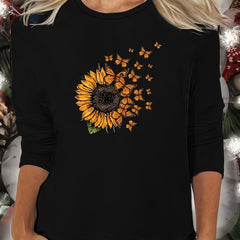 Butterfly Print Long Sleeve Lounge Top