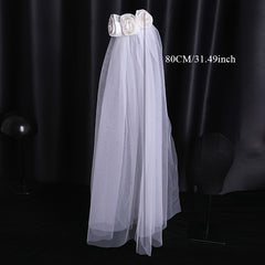 Rose Flower Bridal Veil Two Layers Hairbands Wedding Party Accessories