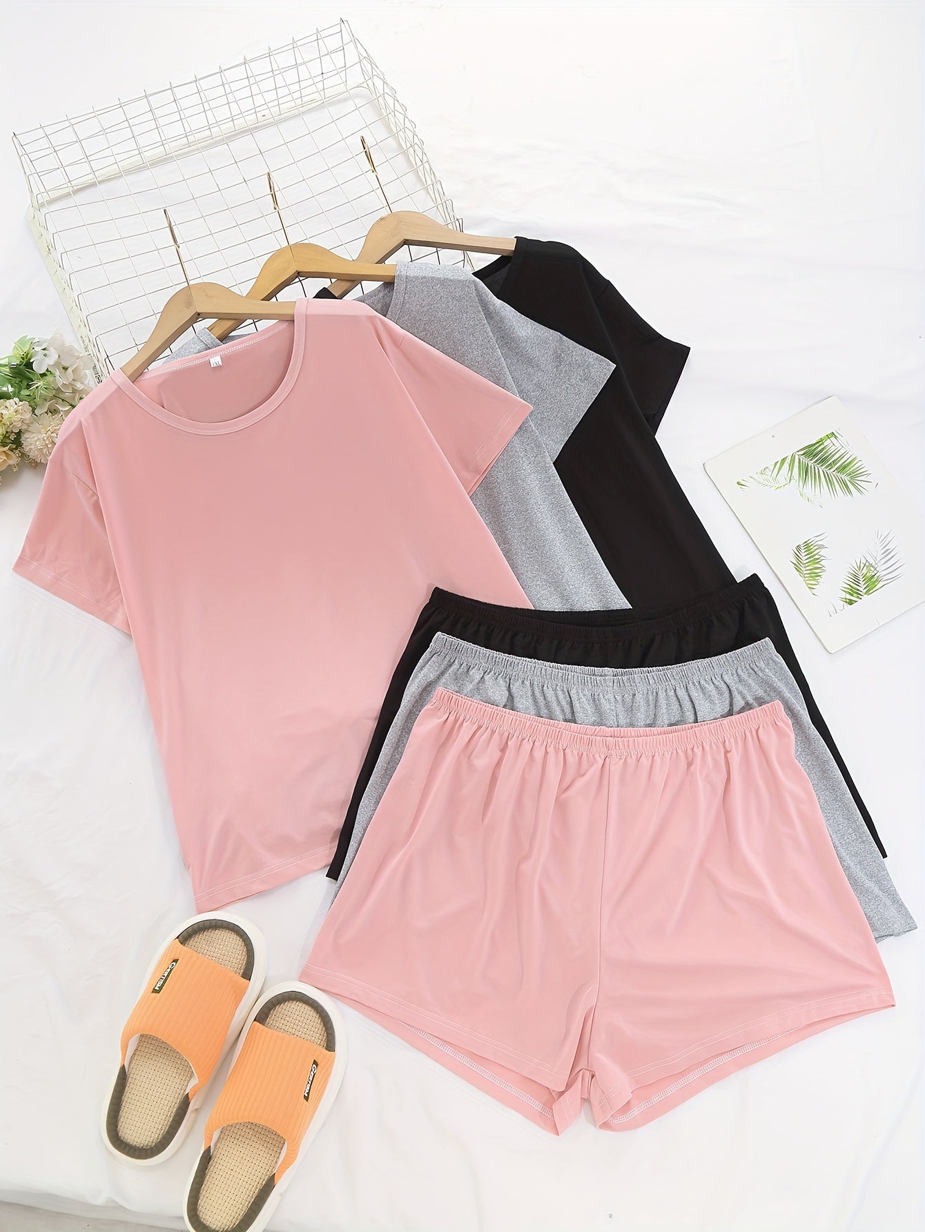 Women's Plus Size Pajama Set - Short Sleeve Tee & Shorts