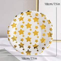 10pcs Disposable Paper Tray Creative Golden Star Dot Cake Tableware