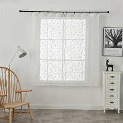 2pcs Embroidery Tulle Sheer Curtain Short Windows Kitchen Valances