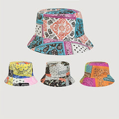 Vintage Paisley Print Bucket Hat Boho Block