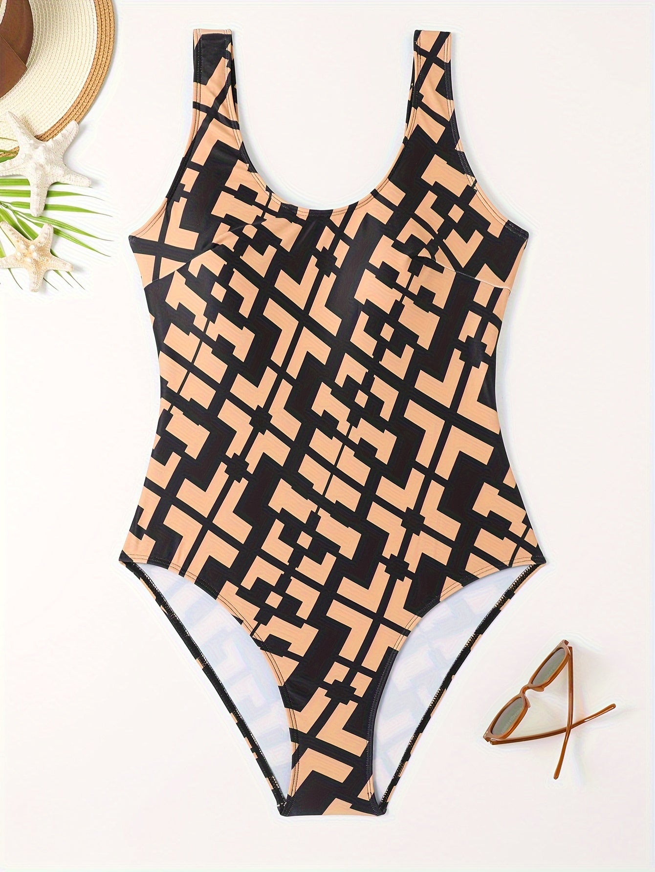 Geo Print Tummy Control One Piece Swimsuit