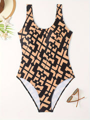 Geo Print Tummy Control One Piece Swimsuit