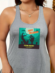Halloween Nightdress Women's Plus Slogan & Skull Hands Print Sl