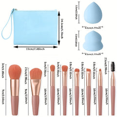 8pcs Makeup Bag and Tool Set Waterproof Portable with Brushes and Wet/Dry Makeup