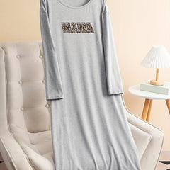 Leopard Print Lounge Dress Long Sleeve