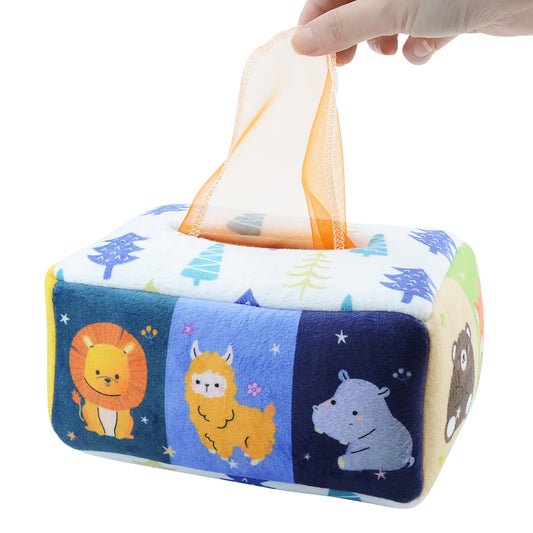 Baby Tissue Box Toy Square Sensory Toys For Toddler Infants