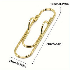 10pcs Metal Pen Clip Multifunctional Golden Pen Clip Office Stationery Tool