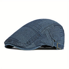 Washed Denim Men Hats Autumn Beret Caps Irish Buckle Cabbie Hat