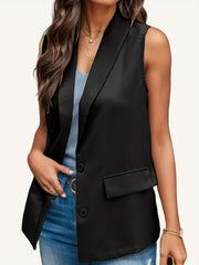 Solid Vest Blazer Sleeveless Women's Clothing