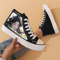 Anime Girl Pattern Lightweight High Top Canvas Sneakers