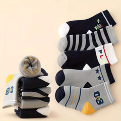 5 Pairs Kids' Thick Outdoor Sports Socks, Random Colors