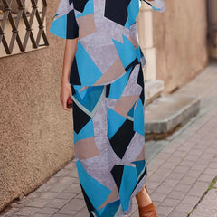 Women's Plus Geometric Print Top & Pants Set