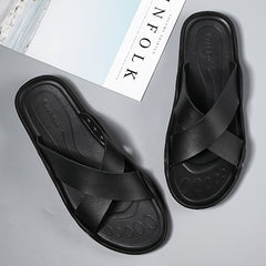 Men's Solid Slides Casual Non Slip Slippers Open Toe Shoes