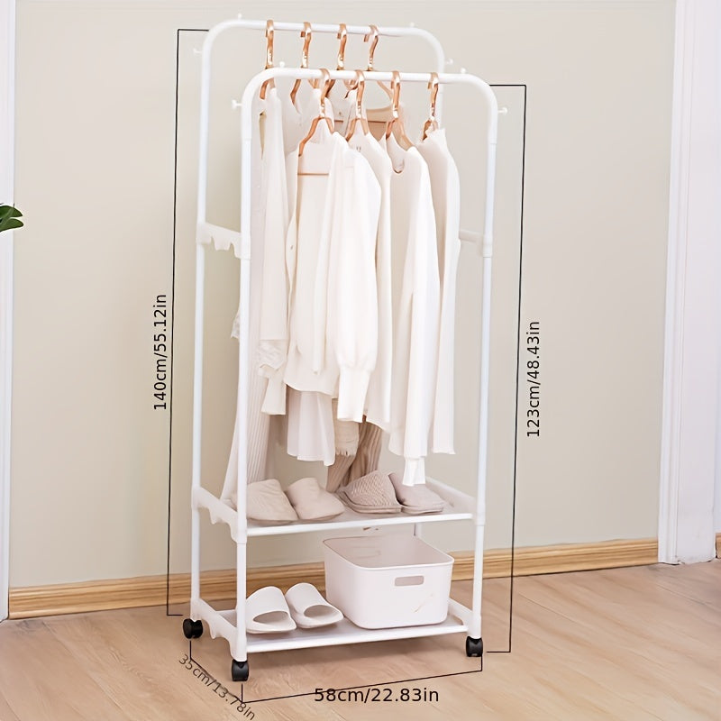 Double Row Metal Clothes Drying Rack with Pulleys and Hooks