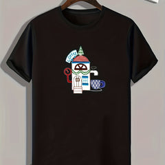 Coffee Shop Print Men's Graphic T-shirt Casual Tee for Summer
