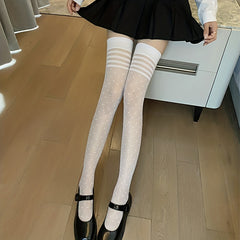 2 Pairs Striped Thigh High Polka Dot Over Knee Socks Women's Stockings