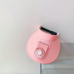 USB Rechargeable Fan Hat Candy Visor Hat Adjustable PVC Casual Sun Hat