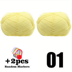 2pcsX50g 100 Cotton Yarn With 2pcs Purple Markers Crochet Yarn