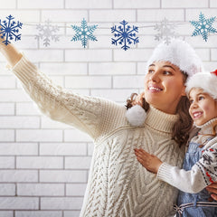 2pcs Glitter Snowflake Banners Christmas Party Decor