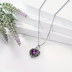 Heart Urn Necklace Birthstone Stainless Steel Ashes Pet Friends