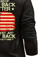 American Flag & Letter 3D Digital Pattern Print Men's Graphic T shirt