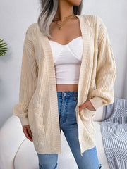 Loose Cactus Lantern Sleeve Cardigan with Pockets