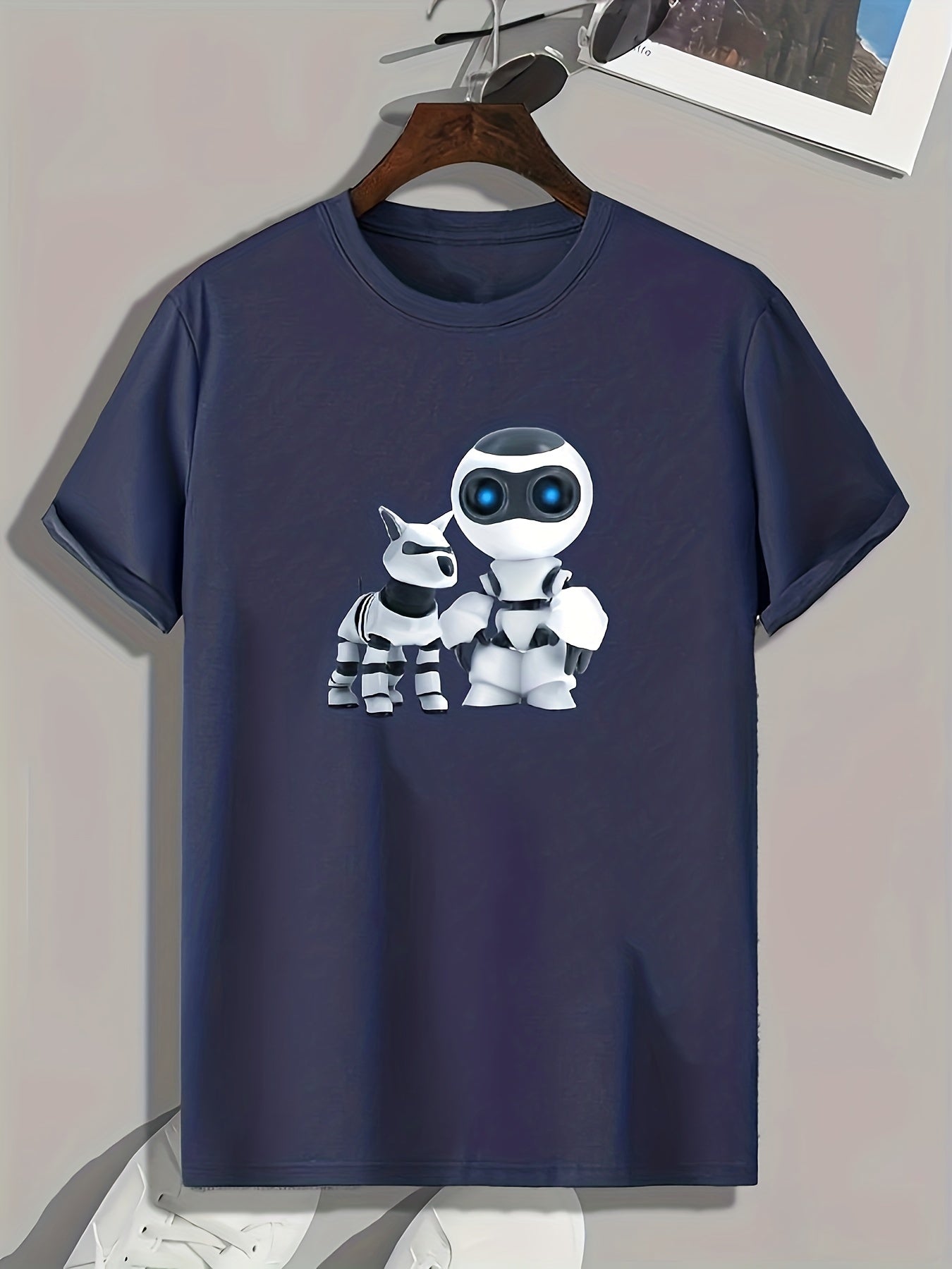 Men's Robot Print Graphic T-shirt for Summer