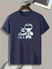 Men's Robot Print Graphic T-shirt for Summer