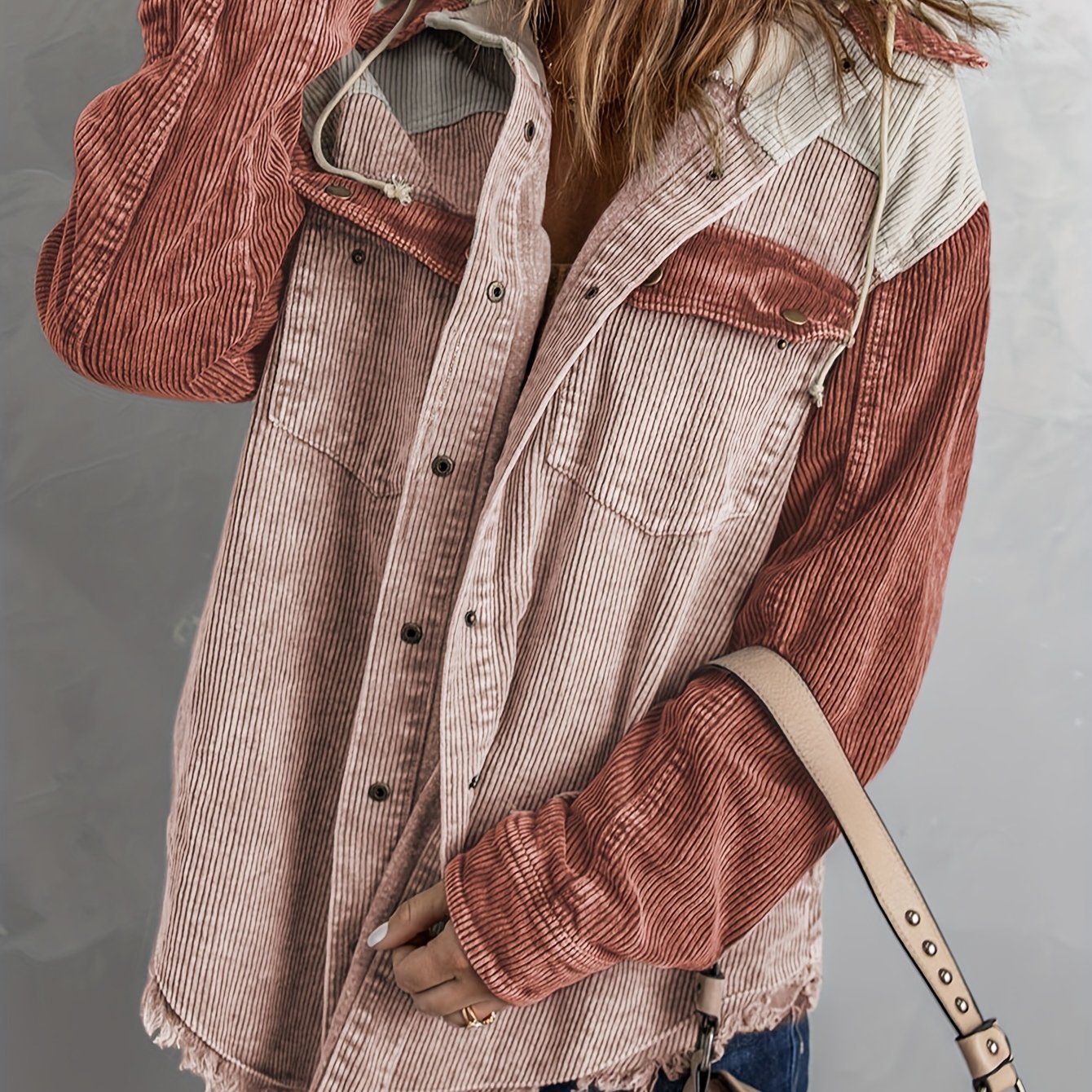 Casual Block Hooded Jacket for Women