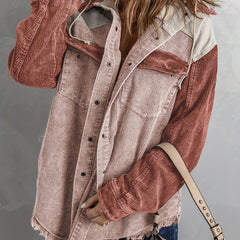 Casual Block Hooded Jacket for Women