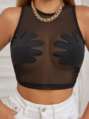 Y2K Sheer Tank Top Sexy Crew Neck Sleeveless Summer Tank Top Women's Clothing