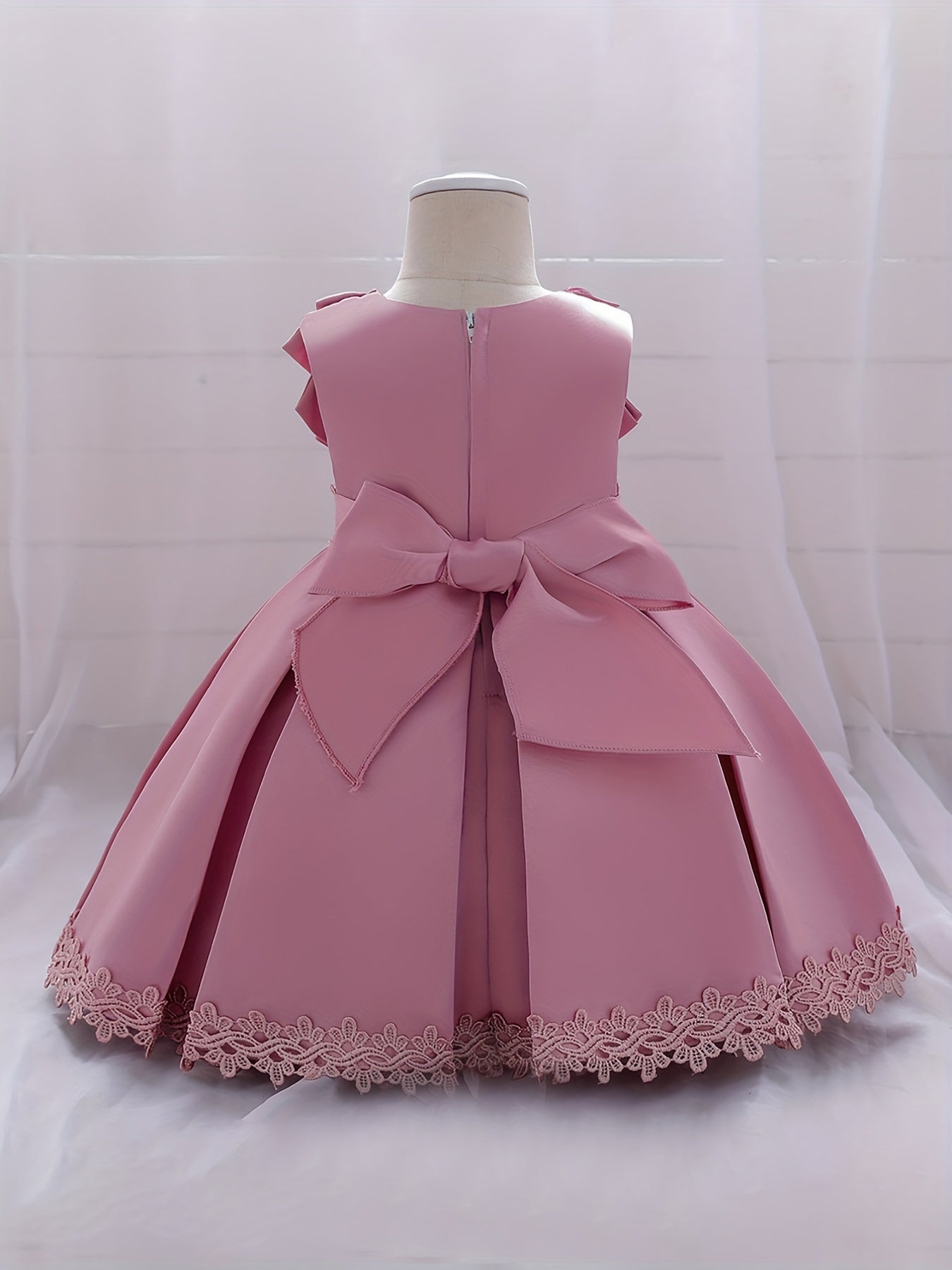 Baby Girls Bowknot Lace Trim Princess Dress Clothes For Performance Gift