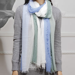 Green Gradient Wool Scarf Soft Warm Shawl Tassel Headwrap