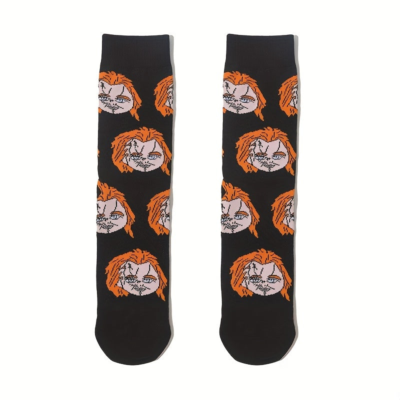 10 Pairs Cartoon Pattern Socks Women's Mid Tube Stockings Funny Novelty Hosiery