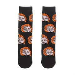 10 Pairs Cartoon Pattern Socks Women's Mid Tube Stockings Funny Novelty Hosiery