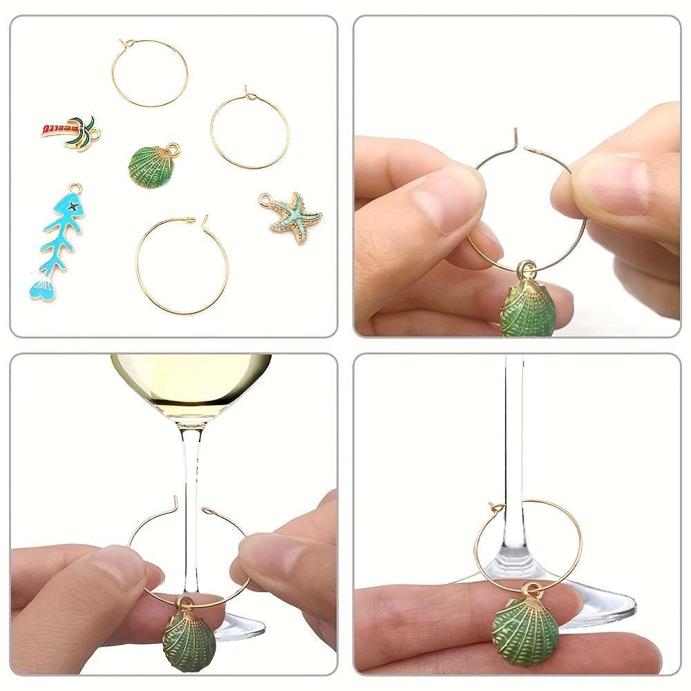 12pcs Cup Decorative Wine Glass Charms Markers Stainless Steel