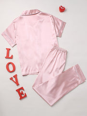 Letter Print Pajama Set Short Sleeve Top & Pants Women's Sleepwear