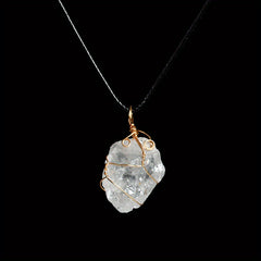 Kids Irregular Stone Pendant Leather Rope Necklaces