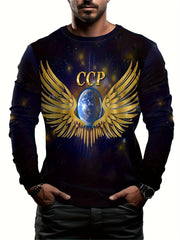 Wings Print Men's Long Sleeve Tee for Autumn