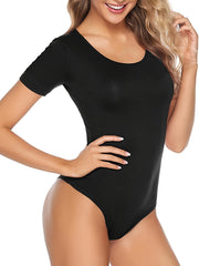 Slim Fit Crew Neck Bodysuit Short Sleeve Sexy Waist Bodycon