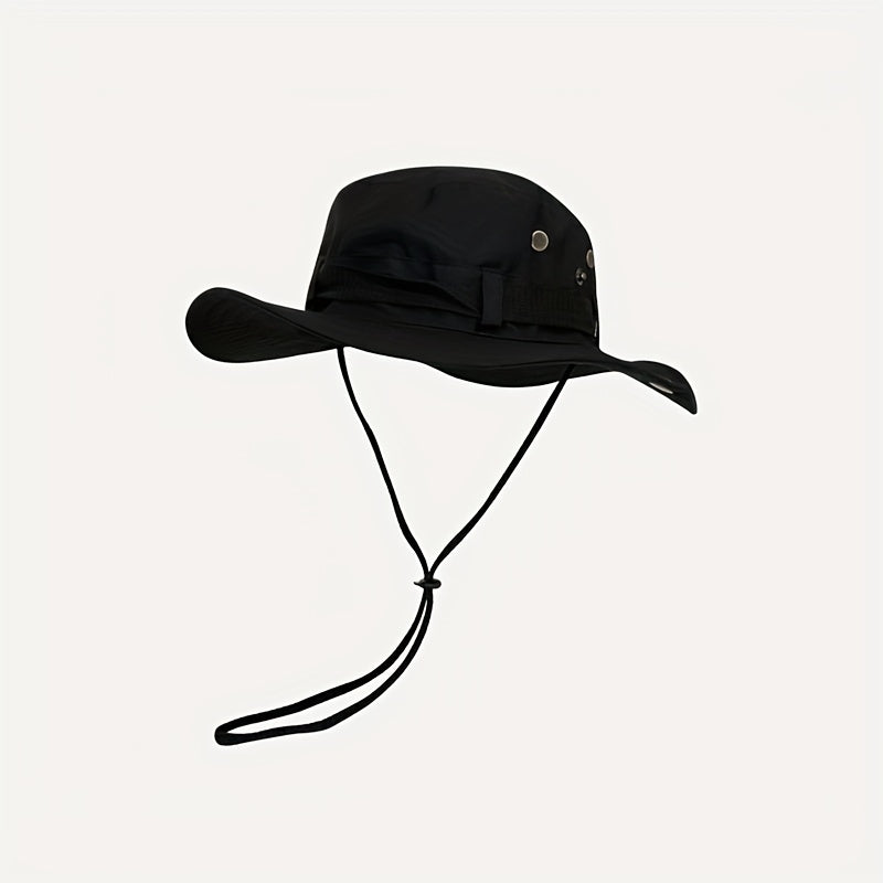 Solid Drawstring Bucket Hat Thin Breathable Sun Hat for Women
