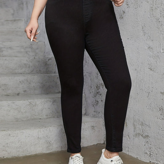 Solid High Rise Skinny Jeans